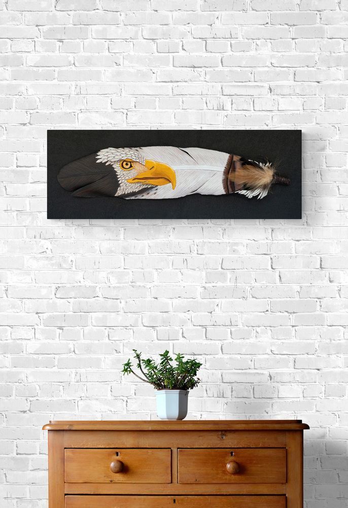 Bald Eagle2 Plant On Wooden Drawers Copy Art | Christopher Kearns Leather Art