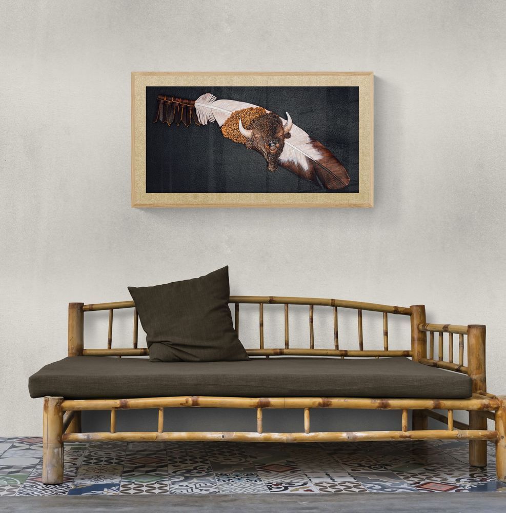 Bison Print Tropical Outdoor Seat 1 Art | Christopher Kearns Leather Art