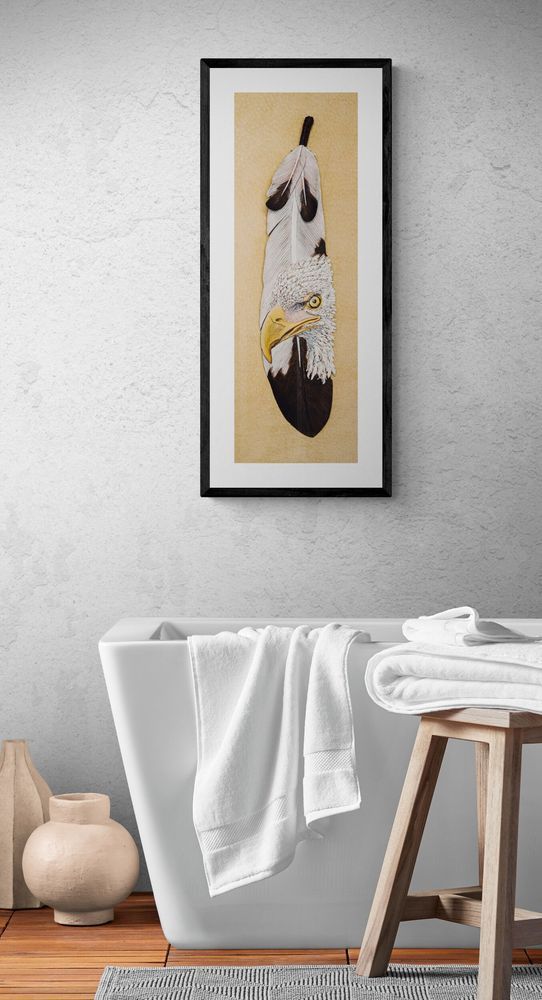 Jennifers Eagles Print Modern Bathroom With Ceramic Vases Art | Christopher Kearns Leather Art