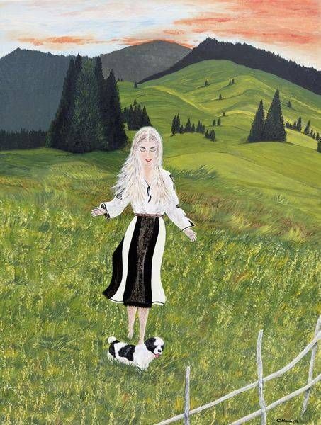 The Peasant Girl And Her Shepherd Puppy   Original Art | crishart.com