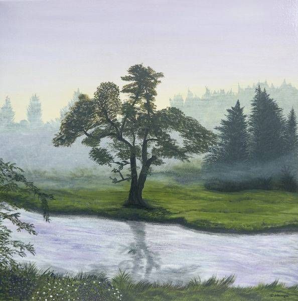 Lavender Dawn Misty Landscape Fine Art Prints | C. Hamza