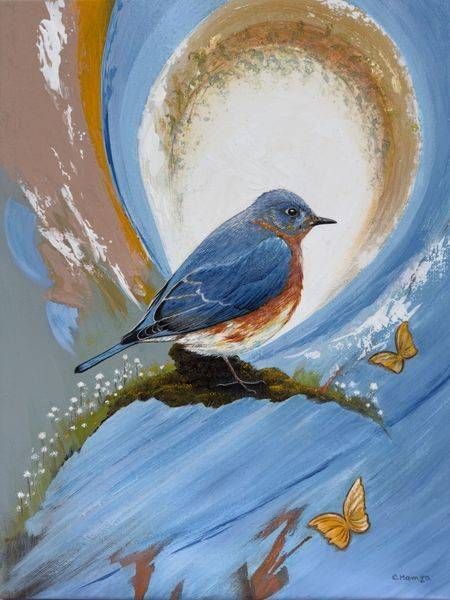 Bluebird Portal of Sky and Song Original Painting | C. Hamza Art
