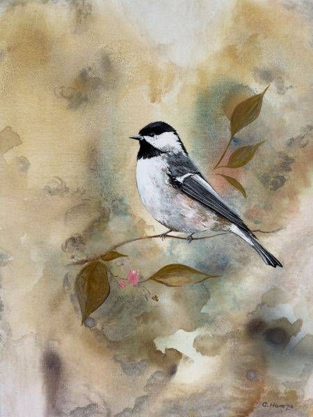 Chickadee Gentle Melody on Canvas Original Painting | C. Hamza Art