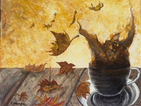 Cozy Ambiance Original Coffee Painting | C. Hamza Fine Art