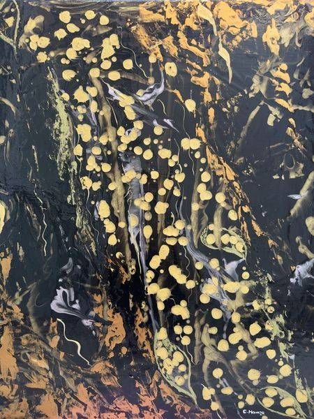Golden Fall Original Abstract Gold Painting | C. Hamza Fine Art