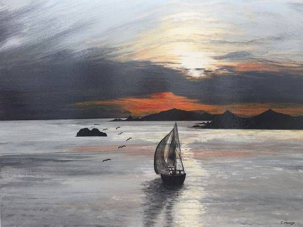 Sunset Sailboat Fine Art Prints & Decor | C. Hamza