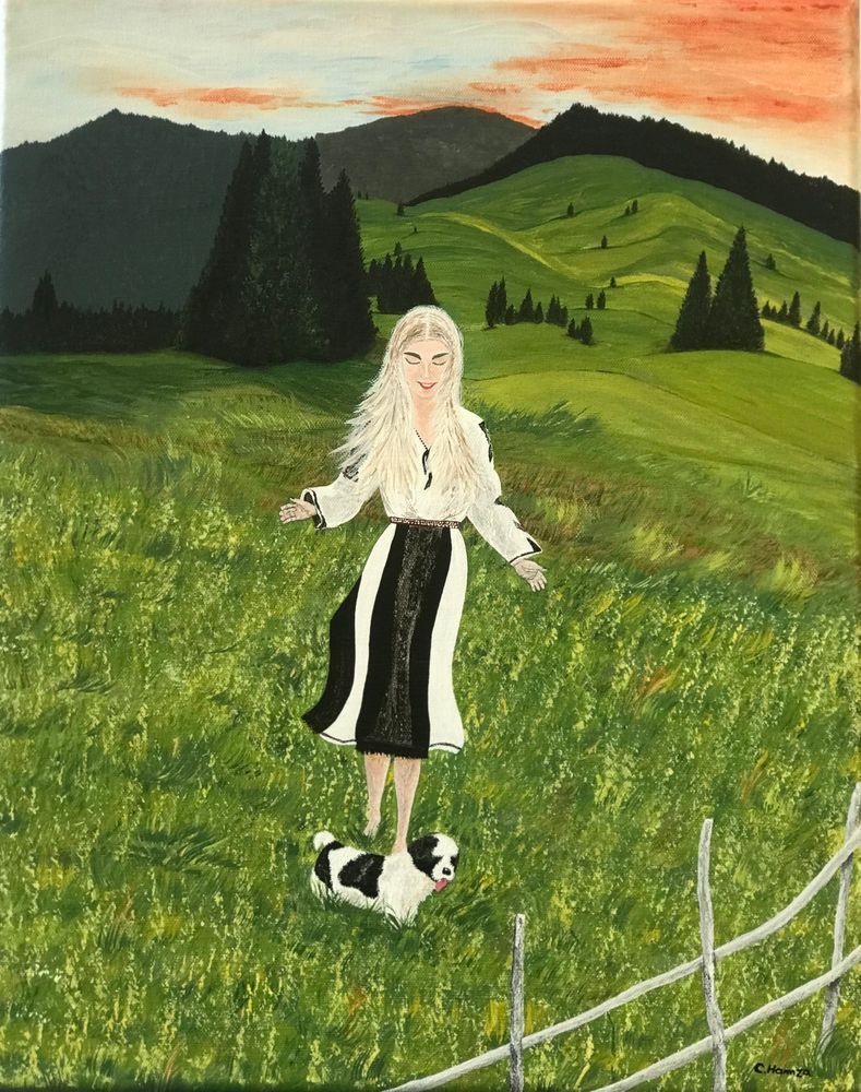 The Peasant Girl And Her Shepherd Puppy   Prints Art | crishart.com