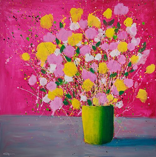 Pink And Yellow Flowers Art | Wendell Myers